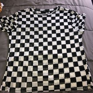 Mesh (see through) Checkered Plus Top